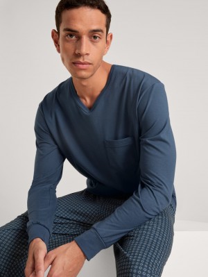 Ropa De Dormir Calida Relax Imprint 1 Pyjama With Cuff Hombre Azules | 2567GFBTW