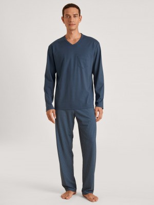 Ropa De Dormir Calida Relax Imprint 1 Pyjama Hombre Azules | 4508DZCJE