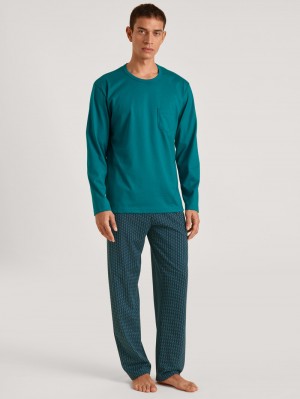Ropa De Dormir Calida Relax Imprint 2 Pyjama Hombre Azules Verdes | 7259DUAEF