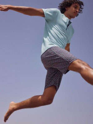 Ropa De Dormir Calida Relax Imprint 6 Short Pyjama Hombre Azules | 4517AONDC