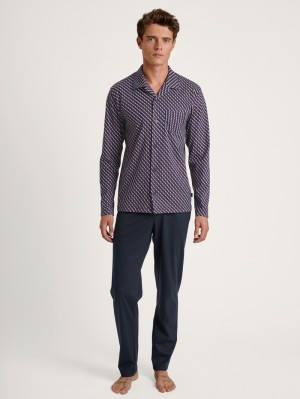 Ropa De Dormir Calida Relax Imprint Pyjama Buttoned Hombre Rojos | 6594VTIEJ