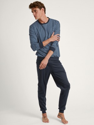 Ropa De Dormir Calida Relax Streamline 2 Pyjama With Cuff Hombre Azules | 3418YBIDZ