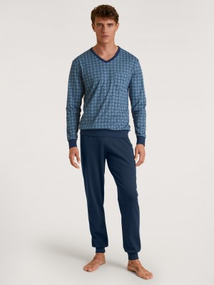 Ropa De Dormir Calida Relax Streamline 2 Pyjama With Cuff Hombre Azules | 7320DOWGK