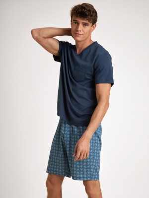 Ropa De Dormir Calida Relax Streamline 2 Short Pyjama Hombre Azules | 5876KLHSZ
