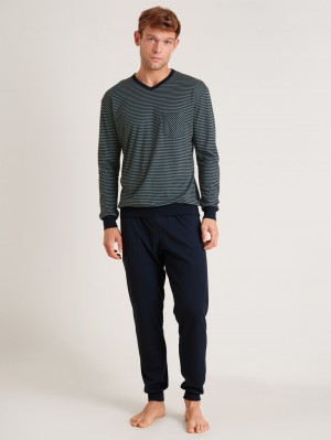 Ropa De Dormir Calida Relax Streamline Pyjama With Cuff Hombre Azules | 5326YGWDP