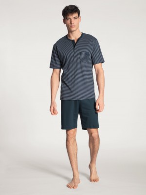 Ropa De Dormir Calida Relax Streamline Short Pyjama Hombre Azules | 9635TLOKX