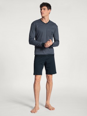 Ropa De Dormir Calida Relax Streamline Short Pyjama Hombre Azules | 5261LMZHR