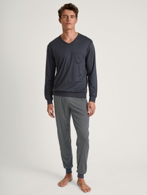 Ropa De Dormir Calida Relax Swiss Edition Pyjama With Cuff Hombre Anthrazit | 6421GBDHQ
