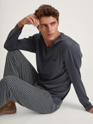 Ropa De Dormir Calida Relax Swiss Edition Pyjama Hombre Anthrazit | 8964QRTHP