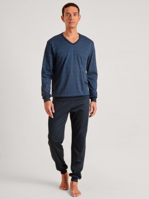 Ropa De Dormir Calida Relax Swiss Edition Pyjama With Cuff Hombre Azules | 8673JHZEA