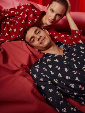 Ropa De Dormir Calida Relax Teddy Pyjama Buttoned Hombre Azules | 8406YSODQ