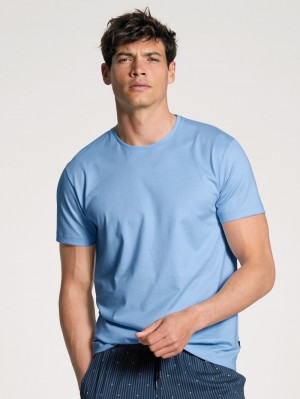 Ropa De Dormir Calida Remix Basic Sleep T-shirt Hombre Azules | 6531LZEFD