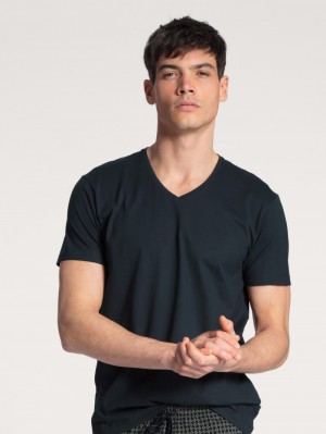 Ropa De Dormir Calida Remix Basic Sleep V-shirt Hombre Azules | 3547TZMXV