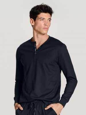 Ropa De Dormir Calida Remix Basic Sleep Shirt Long Sleeve Hombre Azules | 2716NLTGH