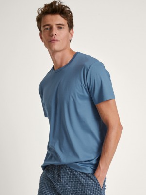 Ropa De Dormir Calida Rmx Sleep Free T-shirt Hombre Azules | 9058KZQRG