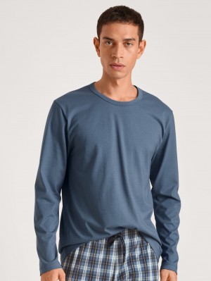 Ropa De Dormir Calida Rmx Sleep Leisure Shirt Long Sleeve Hombre Azules | 1275AHYNK
