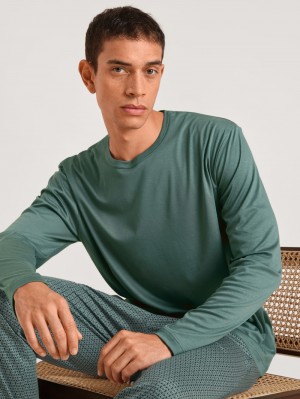 Ropa De Dormir Calida Rmx Sleep Leisure Shirt Long Sleeve Hombre Azules | 0851XAPOQ