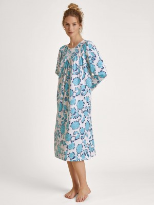 Ropa De Dormir Calida Soft Cotton Nightdress, Length 110 Cm Mujer Azules | 1063RQWGC