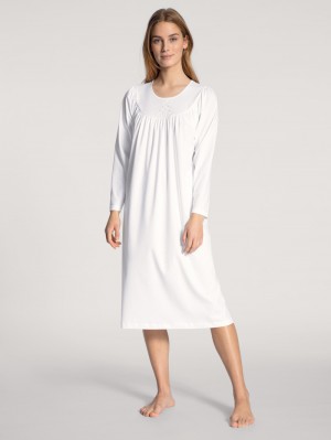 Ropa De Dormir Calida Soft Cotton Nightdress, Length 110 Cm Mujer Blancos | 9876DGPKB