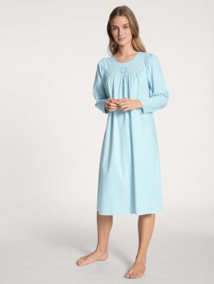 Ropa De Dormir Calida Soft Cotton Nightdress, Length 110 Cm Mujer Hellblau | 6149VXPSZ