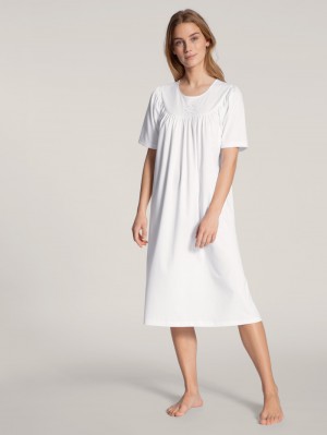 Ropa De Dormir Calida Soft Cotton Nightdress, Length 110cm Mujer Blancos | 0568JMHFR