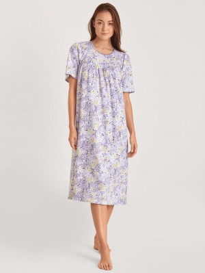 Ropa De Dormir Calida Soft Cotton Nightdress, Length 110cm Mujer Morados | 0923WJHEU