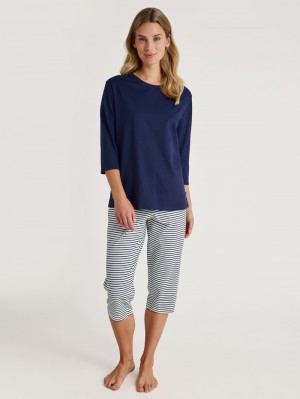 Ropa De Dormir Calida Special 3/4 Pyjama Mujer Azules | 2157YDUHL