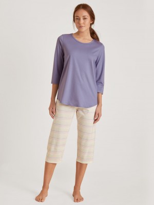 Ropa De Dormir Calida Special 3/4 Pyjama Mujer Azules | 3597GTOJM