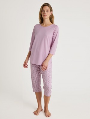Ropa De Dormir Calida Special 3/4 Pyjama Mujer New Fragrant Lilac | 0196BNXUZ