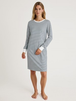 Ropa De Dormir Calida Special Long-sleeved Nightdress, Length 100 Cm Mujer Azules | 3216SHCYO