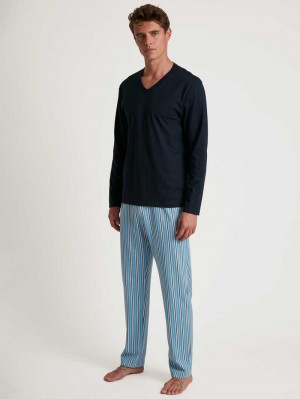 Ropa De Dormir Calida Special Pyjama Hombre Azules | 8047THYSX
