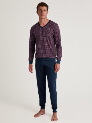 Ropa De Dormir Calida Special Pyjama With Cuff Hombre Azules | 2958BFHDK