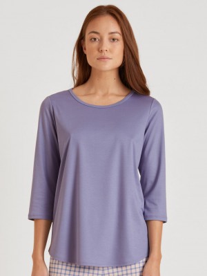 Ropa De Dormir Calida Special Shirt 3/4 Sleeve Mujer Azules | 5896MCVPB