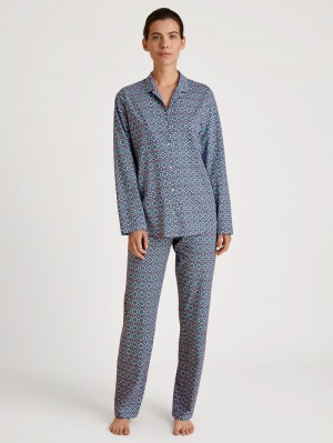 Ropa De Dormir Calida Spring Nights Pyjamas, Buttoned Through Mujer Azules | 3285UQXDA