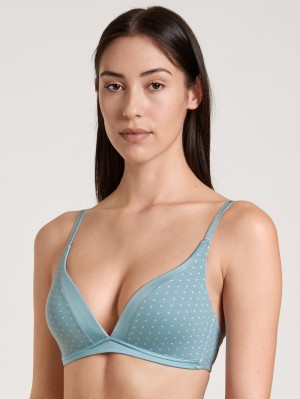 Ropa Interior Calida Cate Print Triangle Soft Bra With Cup Mujer Azules | 4160NYHLK