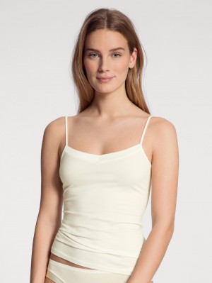 Ropa Interior Calida Cate Spaghetti Top Mujer Alabaster Crème | 9875YAWXB