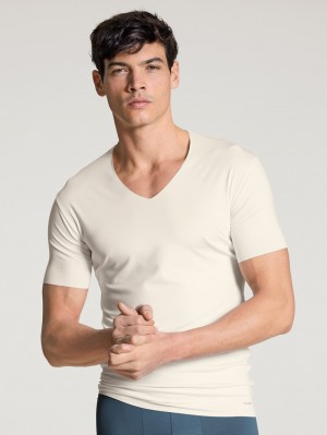 Ropa Interior Calida Circular Day V-shirt, Cradle To Cradle Certified® Hombre Blancos | 6401YMCSH