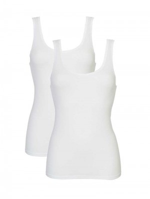 Ropa Interior Calida Classic Tank Top, Two-pack Mujer Blancos | 3917RQPAK