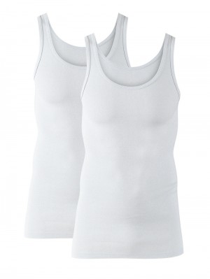 Ropa Interior Calida Classic Twisted Cotton Athletic Shirt Two-pack Hombre Blancos | 0623NJTXS