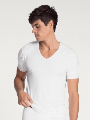 Ropa Interior Calida Clean Line V-shirt Hombre Weiss | 2381ZOEAL