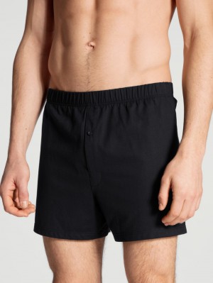 Ropa Interior Calida Cotton Code Boxer Shorts With Fly Hombre Schwarz | 4953HNQDL