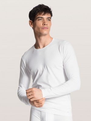 Ropa Interior Calida Cotton Code Shirt Long Sleeve Hombre Weiss | 0146LTADK