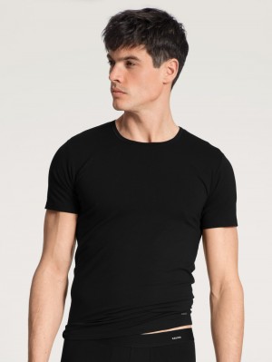 Ropa Interior Calida Cotton Code T-shirt Hombre Schwarz | 8147BSZXK