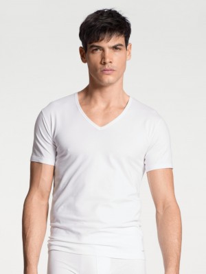 Ropa Interior Calida Cotton Code V-shirt Hombre Weiss | 8907QRZBS