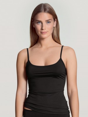 Ropa Interior Calida Eco Sense Spaghetti Top Mujer Schwarz | 8069DBWMS