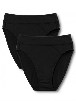 Ropa Interior Calida Elastic Duopack Brief Soft Waistband, High Waist Mujer Schwarz | 7063BITFZ