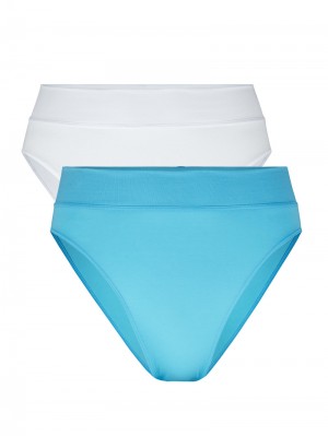 Ropa Interior Calida Elastic Duopack Brief Soft Waistband, High Waist Mujer Azules | 4316ZGISH