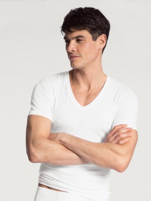 Ropa Interior Calida Evolution V-shirt Hombre Weiss | 4026LWXOB