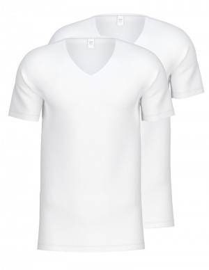 Ropa Interior Calida Natural Benefit V-shirt, Two-pack Hombre Weiss | 5493IENJC