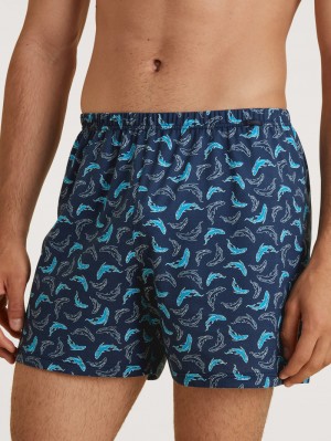 Ropa Interior Calida Prints Boxer Shorts Hombre Azules | 1256ZXGEK